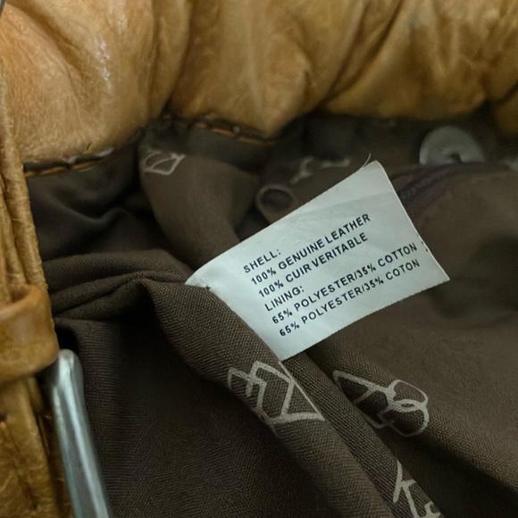 ASOS Leather Bag Purse Tan Ruched Bohemian Chic - Picture 3 of 17